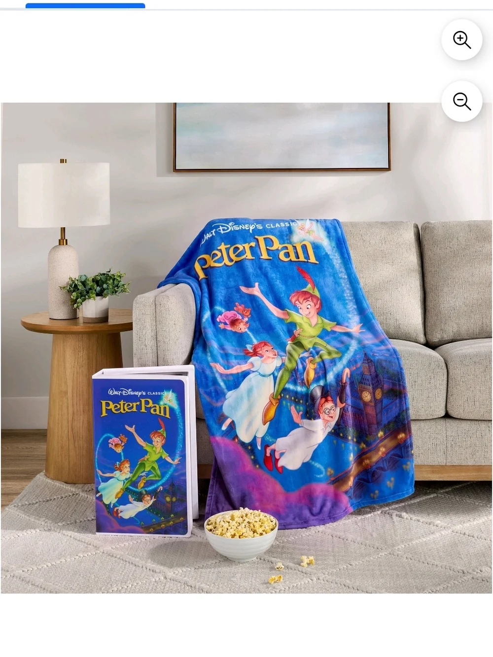 Disney Peter Pan Plush Throw Blanket With Vhs Container 50